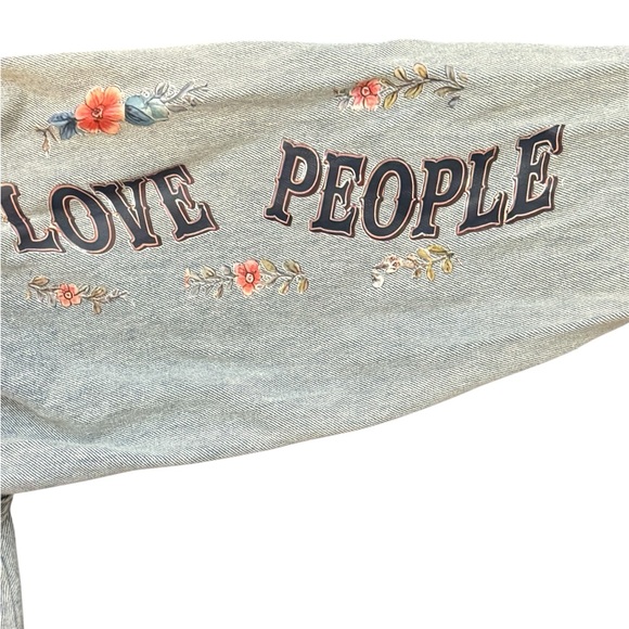 Jean Jacket Faith Blue Distressed Jean Jacket with bling - Picture 2 of 3